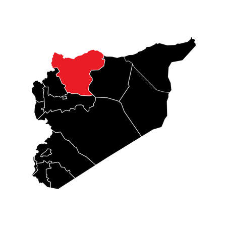 Syria State Boundaries Map Black & Redのイラスト素材