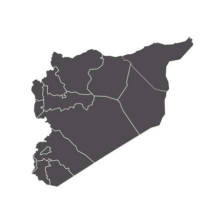 Syria State Boundaries Map Dark Greyのイラスト素材