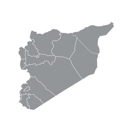 Syria State Boundaries Map Mid Greyのイラスト素材