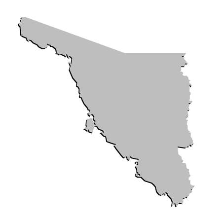 3D Sonora, Mexico State Outline Grey Mapのイラスト素材