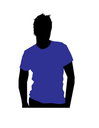 Male Model Wearing a Purple T-Shirtのイラスト素材