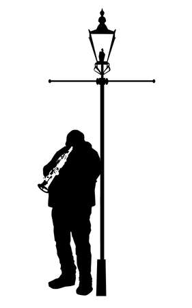 Layered vector artwork of Saxophone Player Street Musicianのイラスト素材