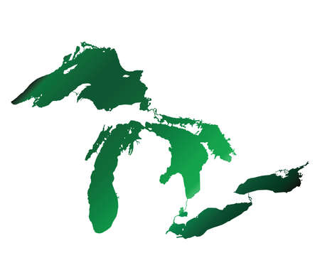 Map of Great Lakes Green Versionのイラスト素材