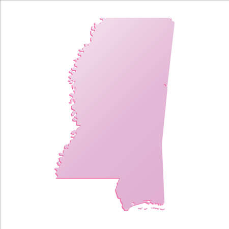 Spring Pink Gradient Mississippi (USA) State map with shadowのイラスト素材