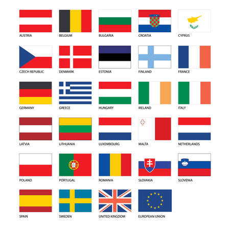 Vector - Flags of Europe - Full Collection. Set of Flat European Flags on a whit backgroundのイラスト素材