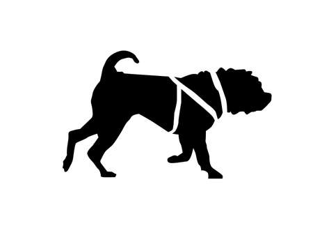 Vector - Sharpei Pedigree Dog Silhouette with harnessのイラスト素材