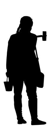 Vector - Teenage Girl with handbag and bucket taking selfieのイラスト素材