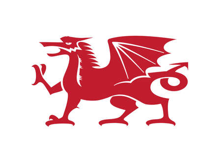 Vector - The Welsh Dragon isolated with a white backgroundのイラスト素材