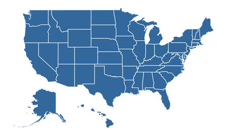 United States of America Blue map including State Boundariesのイラスト素材
