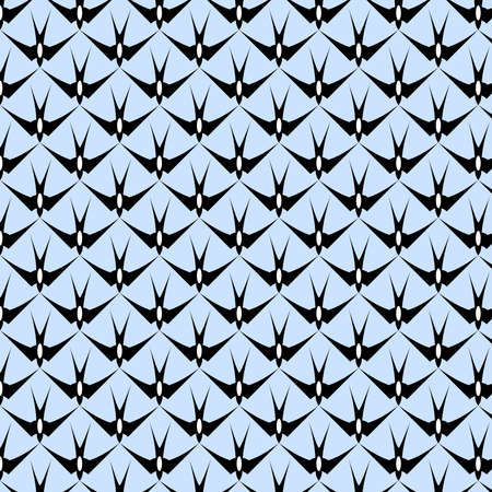 Seamless pattern with black silhouettes of swallow. Vector illustration.のイラスト素材