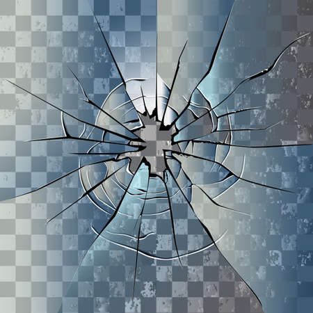 Broken glass. Realistic transparent broken glass background illustration. Shattered glass.のイラスト素材