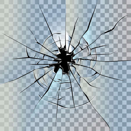 Broken glass. Realistic transparent broken glass background illustration. Shattered glass.のイラスト素材