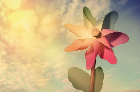 windmill toy garden deco windflower flower colorfulの写真素材