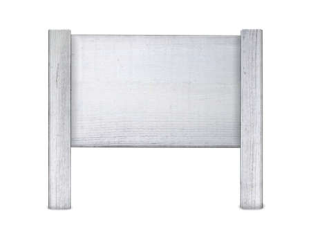 sign shield wood white isolated on floorの写真素材