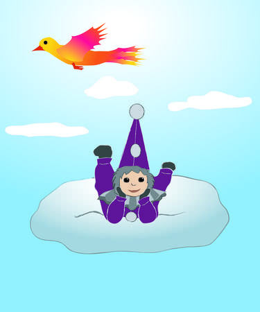 Illustration of a cute purple clown with a hatのイラスト素材