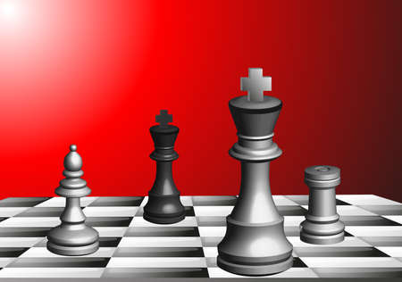 Chess pieces vector in 3D optics black and whiteのイラスト素材