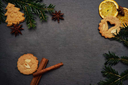 merry christmas card long greeting christkind goldの写真素材
