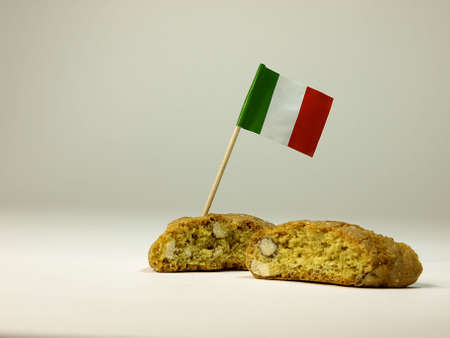 Italian bread with flag of Italyの写真素材