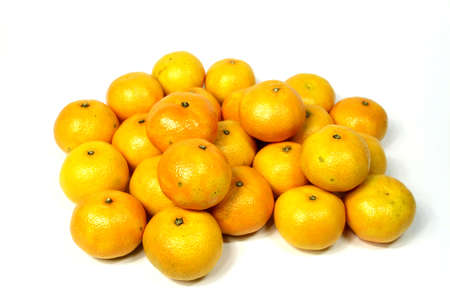 Fresh tangerines on white backgroundの写真素材