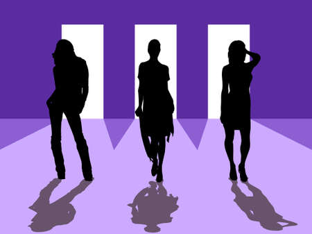 Sexy women silhouettes on stageのイラスト素材