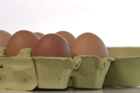 Fresh bio eggs on a white background