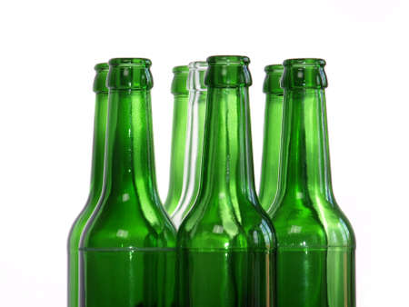 Empty bottles on white, recycling backgroundsの写真素材