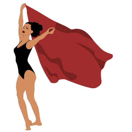 Beautiful woman with a red scarfのイラスト素材