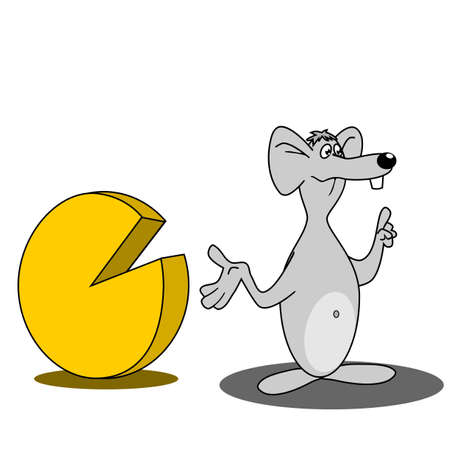 Cute mouse with a big cheeseのイラスト素材