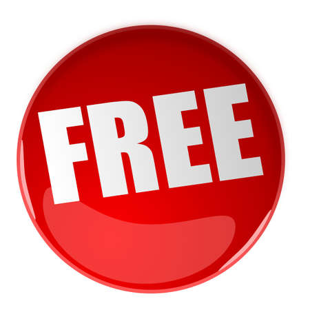 Glossy red button with freeの写真素材