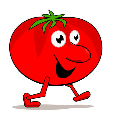 Walking tomato isolated on whiteのイラスト素材