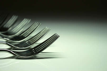 Steel forks with copy spaceの写真素材