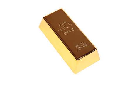 Fine gold bar isolated on whiteの写真素材