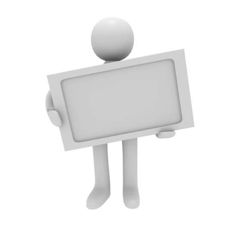 Man with a blank sign, 3D imageの写真素材