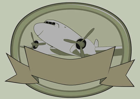 Blank ribbon and frame with a vintage airplaneのイラスト素材