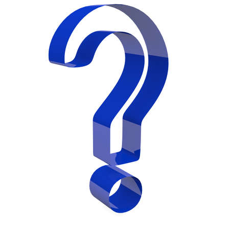 Blue ribbon with the shape of a Question markの写真素材