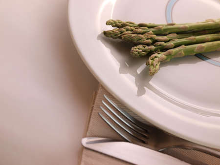 Asparagus on a plateの写真素材
