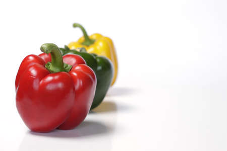 Fresh colorful paprika on a white backgroundの写真素材