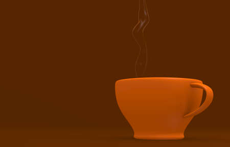 Cup of coffee with steam, 3d imageの写真素材