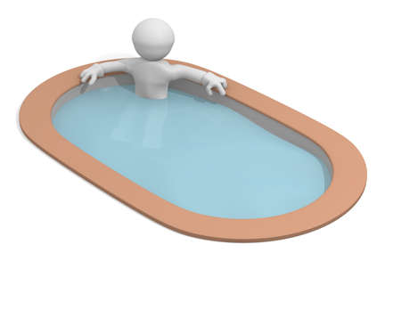 3d man in a luxury poolの写真素材