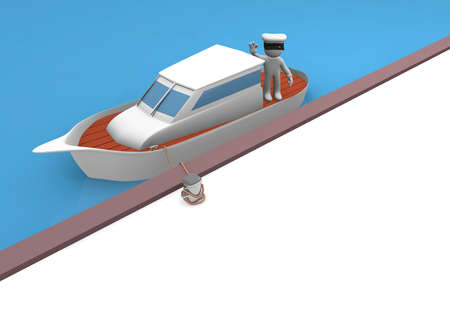3d man on a luxury Motor Yacht