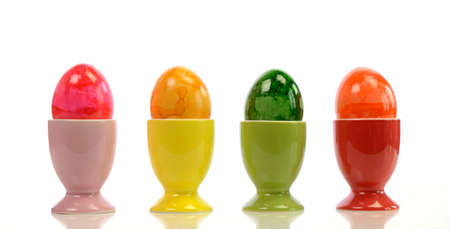 Colorful Easter eggs on whiteの写真素材
