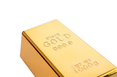 Fine gold bar on a white backgroundの写真素材