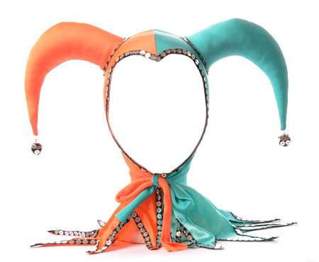 Hat of joker on a white backgroundの写真素材