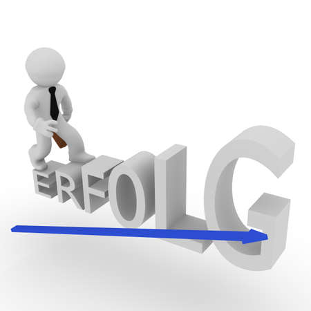 German 3d success concept with business man on stairsの写真素材