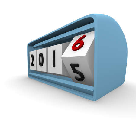 3d render of New Year clock 2016 on a white background