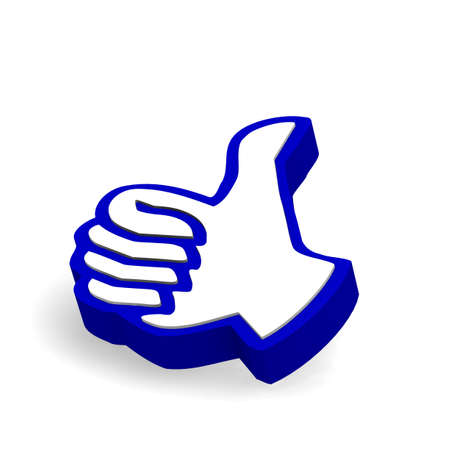 3d thumps up icon on a white backgroundの写真素材