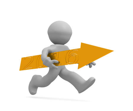 3d upswing concept of 2016 with an golden arrowの写真素材
