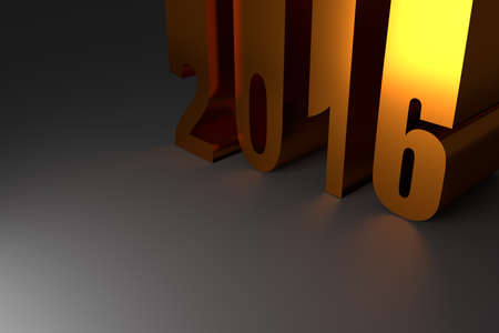 Golden 2016 on a dark background, 3d New Year concept