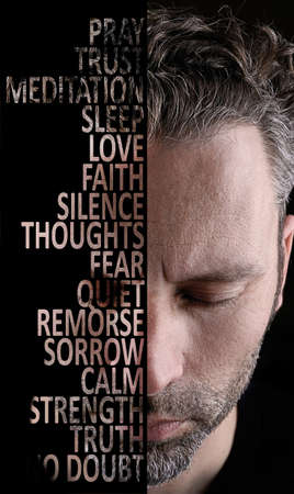 Thinking man with closed eyes