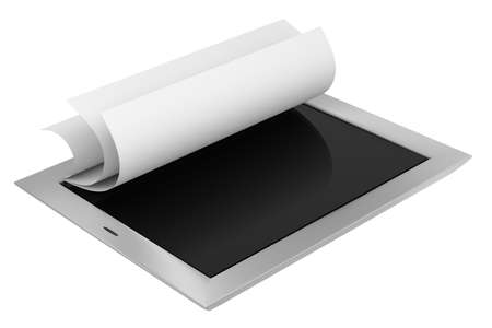 3d render of a tablet computer with white book sitesの写真素材